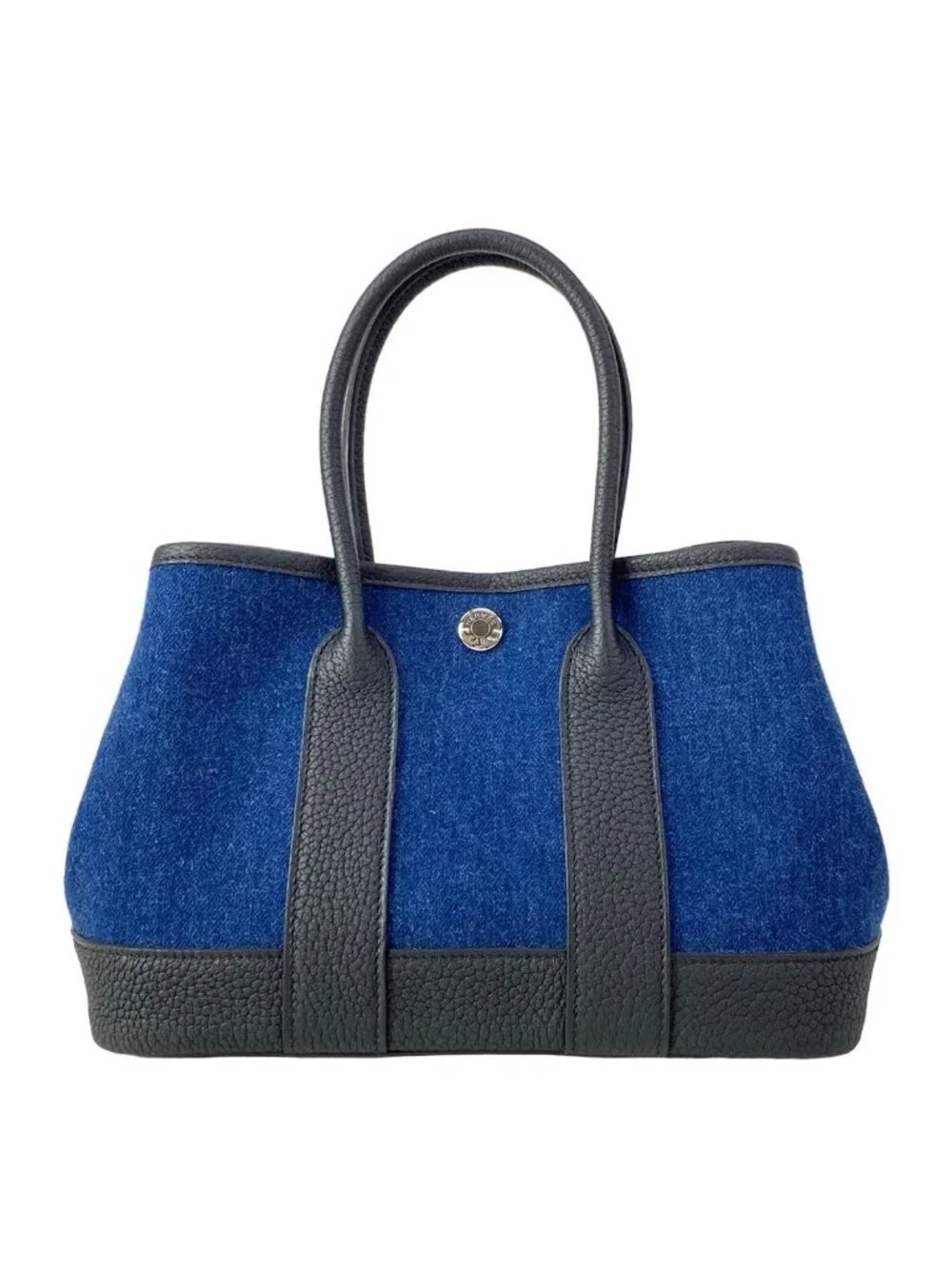 Hermes Tote Bag Neo Garden Party 23 Denim Moian Black Silver